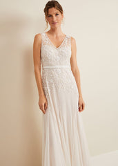 Annalise Beaded Wedding Dress - Porcelian