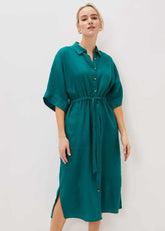 Marlene Tie Shirt Dress - Jade