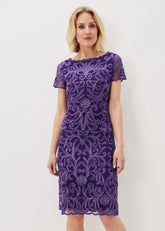 Nessa Embroidered Midi Dress - Violet