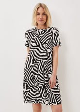 Isabelle Zebra Print Dress - Black/Ivory