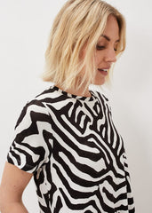 Isabelle Zebra Print Dress - Black/Ivory