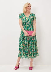 Morven Printed Tiered Dress - Green/Multi