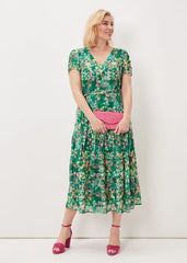 Morven Printed Tiered Dress - Green/Multi