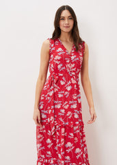 Antonella Floral Tiered Maxi Dress - Lipstick/Pale Blue