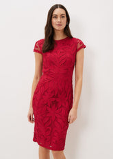 Isobel Tapework Midi Dress - Lipstick