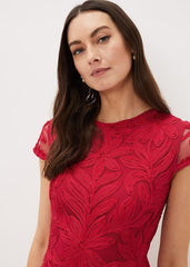 Isobel Tapework Midi Dress - Lipstick