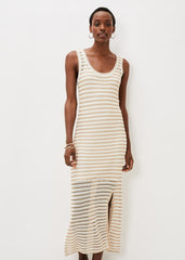 Kimmy Crochet Stripe Maxi Dress - Stone/Ivory
