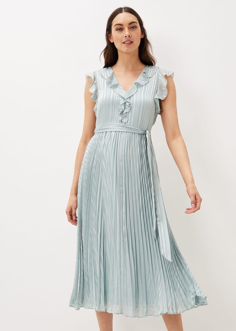 Carmella Pleated Dress - Pale Sage