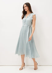 Carmella Pleated Dress - Pale Sage