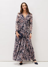 Fredrika Floral Pleated Maxi Dress - Navy/Multi