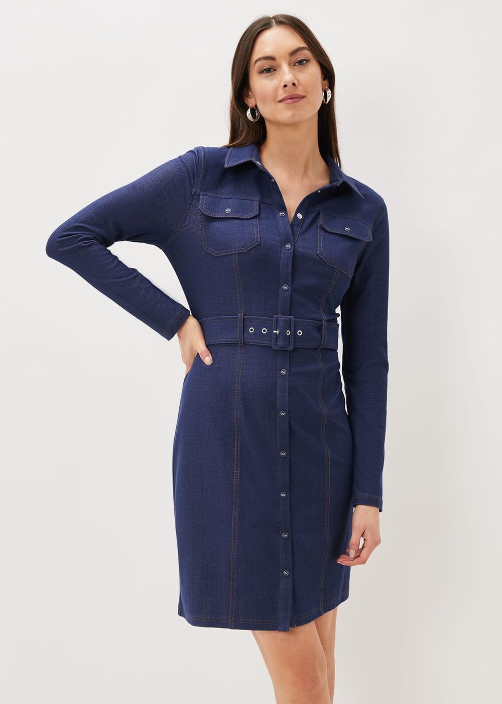 Kathryn Denim Fitted Jersey Dress - Denim