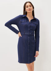 Kathryn Denim Fitted Jersey Dress - Denim