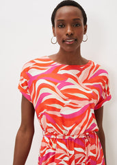 Meryl Jersey Wave Print Playsuit - Multi-Coloured
