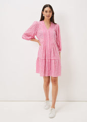 Oona Gingham Swing Dress - Pink/Ivory