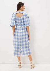 Alina Check Midi Dress - Blue/White