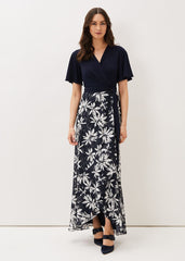 Brogan Lace Skirt Maxi Dress - Navy/Ivory