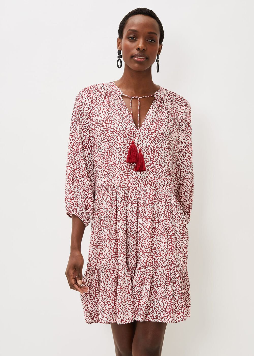 Lara Print Swing Dress - Rust/Ivory