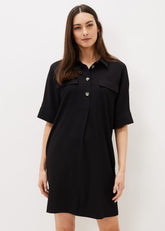 Faye Textured Tunic Dress - Black