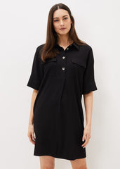 Faye Textured Tunic Dress - Black