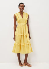 Parissa Cotton Frill Dress - Yellow