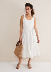 Jennie Strappy Tiered Dress - White