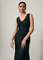 Marigold Tapework Dress - Green/Black