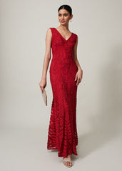 Marigold Tapework Maxi Dress - Scarlet