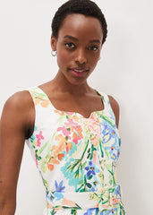 Serina Floral Midi Dress - Ivory Multi