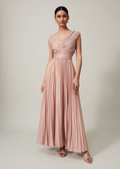 Nelly Pleat Dress - Pink Champagne