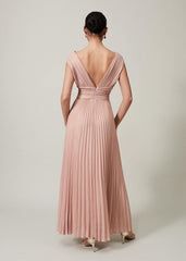 Nelly Pleat Dress - Pink Champagne