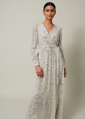 Amily Sequin Maxi Dress - Silver