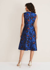 Clarisse Print Jacquard Dress - Cobalt/Multi