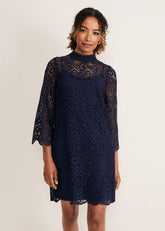Verity Lace Shift Dress - Navy