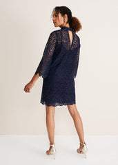 Verity Lace Shift Dress - Navy