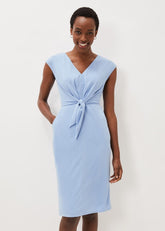 Adeliade Tie Front Dress - Pale Blue