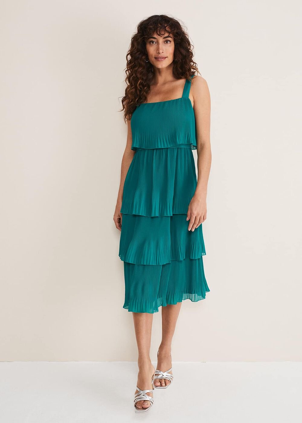 Arria Tiered Midi Dress - Malachite