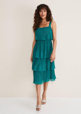 Arria Tiered Midi Dress - Malachite