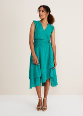 Cressinda Ruched Midi Dress - Peacock
