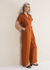 Cora Belted Jumpsuit - Burnt Orange