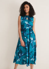Corrin Butterfly Print Midi Dress - Malachite/Multi