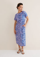 Alina Zebra Print Jersey Dress - Pink/Blue