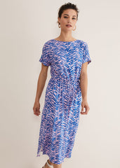 Alina Zebra Print Jersey Dress - Pink/Blue