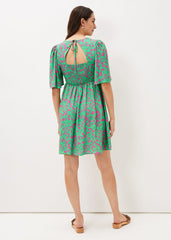 Ayesha Floral Swing Dress - Pink/Green