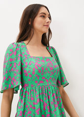 Ayesha Floral Swing Dress - Pink/Green