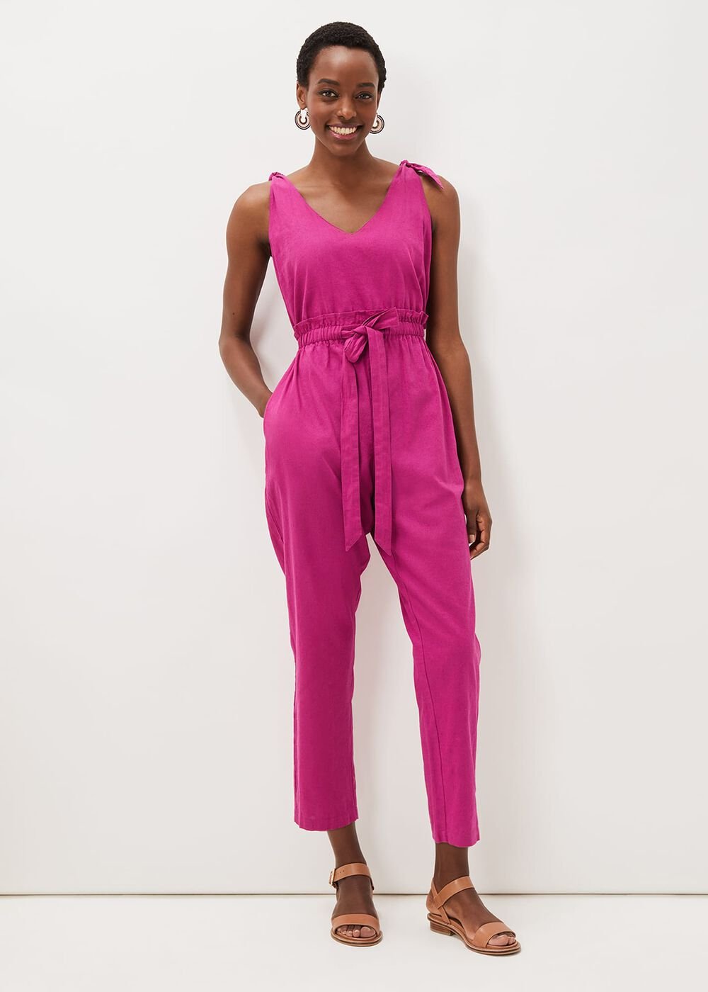 Chessie Linen Tie Jumpsuit - Orchid