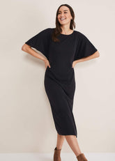 Haden Side Split Midi Dess - Charcoal
