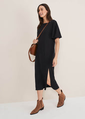 Haden Side Split Midi Dess - Charcoal