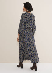 Phillipa Poppy Midi Dress - Navy