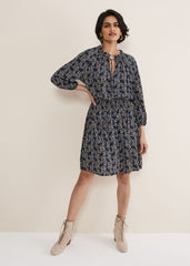 Phillipa Floral Swing Dress - Navy