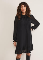 April Pleat Dress - Black